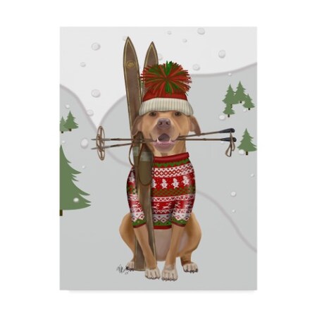 Trademark Fine Art Fab Funky 'Pitbull Skiing' Canvas Art, 18x24 WAG00447-C1824GG
